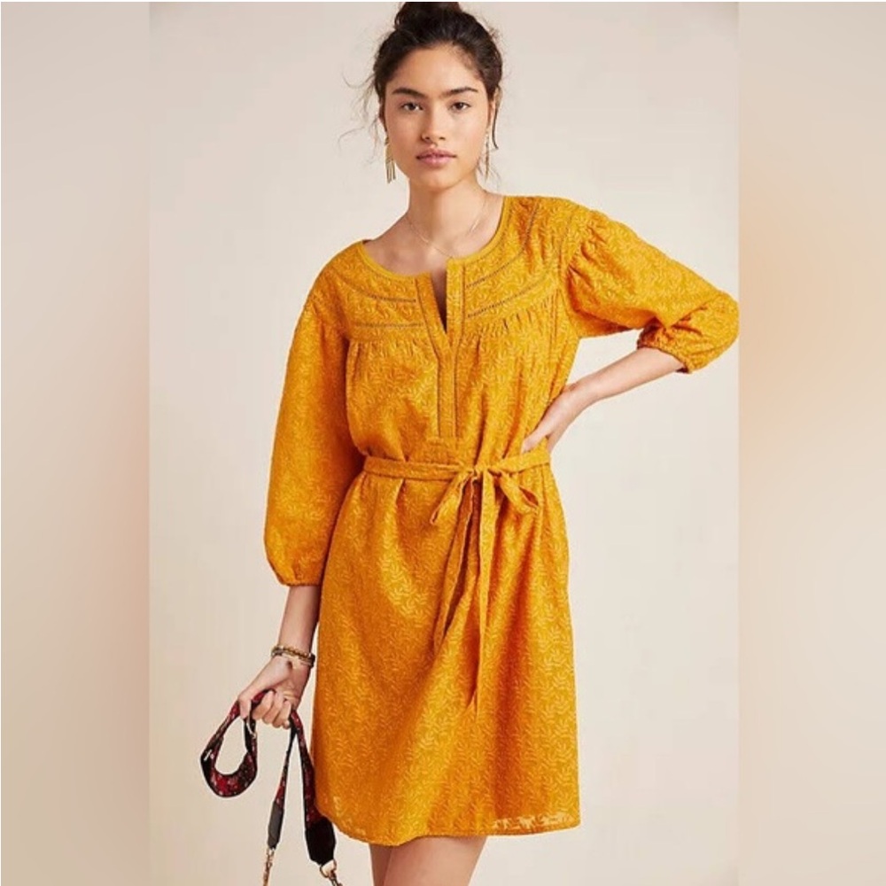 Anthropologie Daniel Rainn Honey Mustard Long Sleeve Dress
